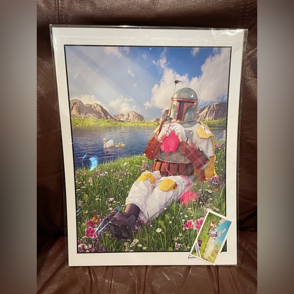 Set of 2 Star Wars Art Prints - Darth Vader Drinking Tea and Boba Fett Knitting - Picture 2 of 6